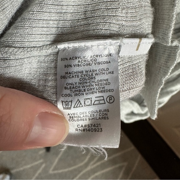 LOFT Light Gray Ribbed Duster Open Front Cardigan - Picture 6 of 6